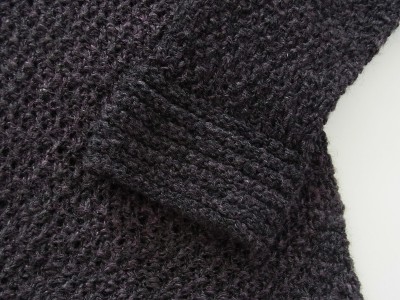 ガーター編みの袖口